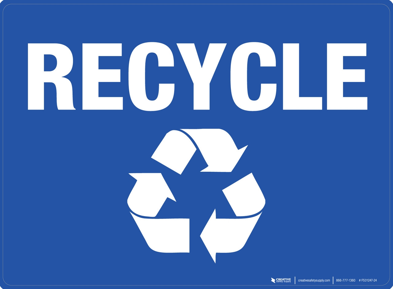 Recycle Blue With Icon Rectangular Floor Sign