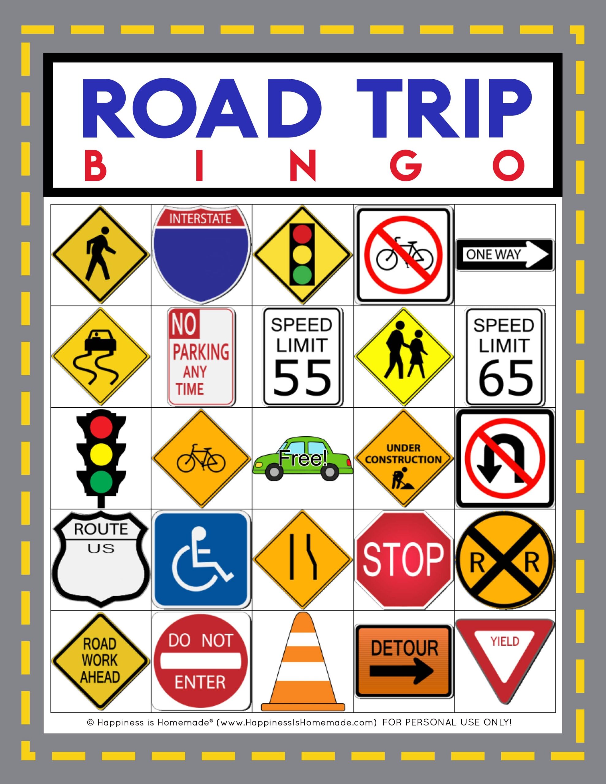 Car Bingo Printable