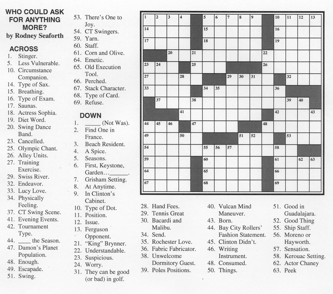 Printable Chicago Tribune Sunday Crossword Puzzle