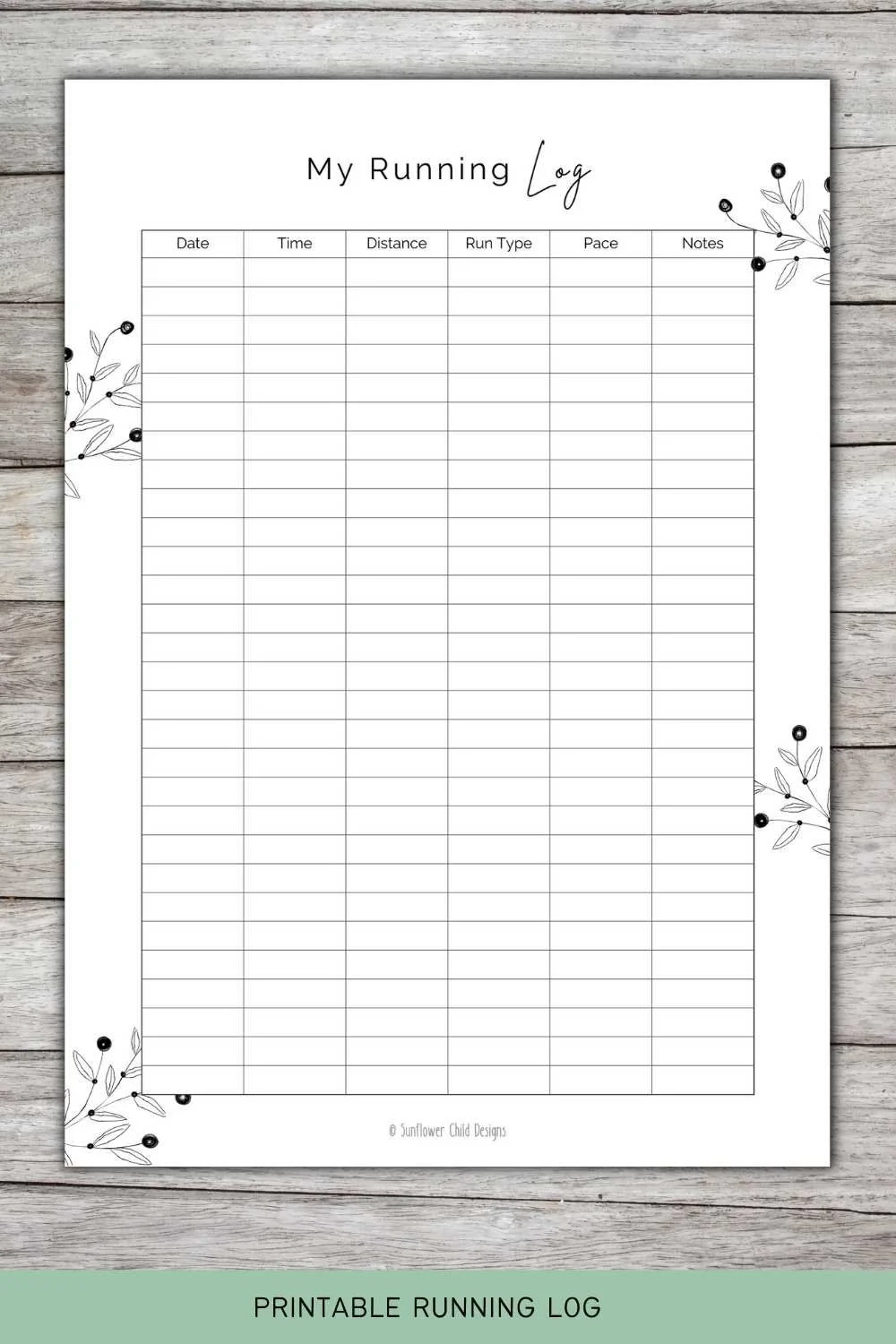 Running Race Tracker Printable Printable Running Lifestyle Journal 