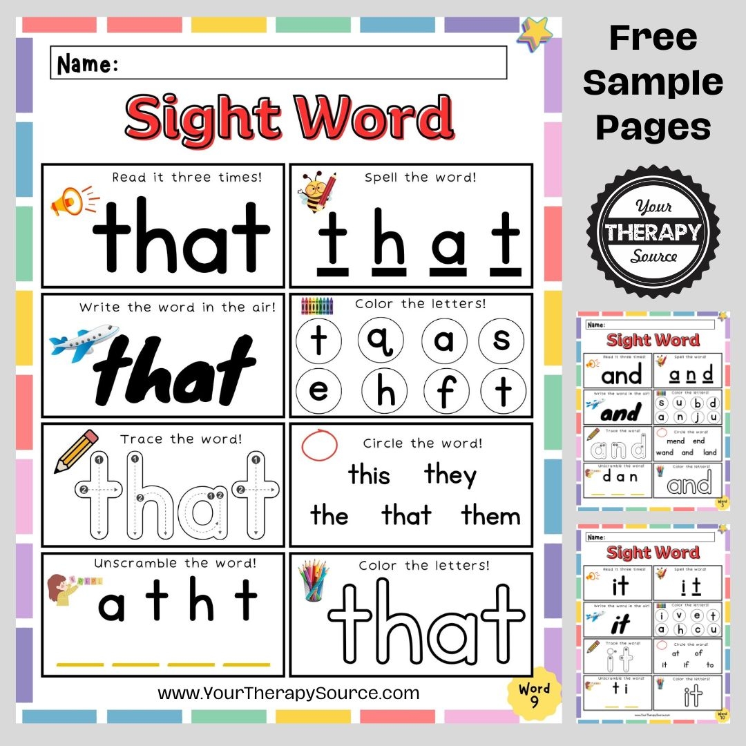 Printable Kindergarten Sight Words