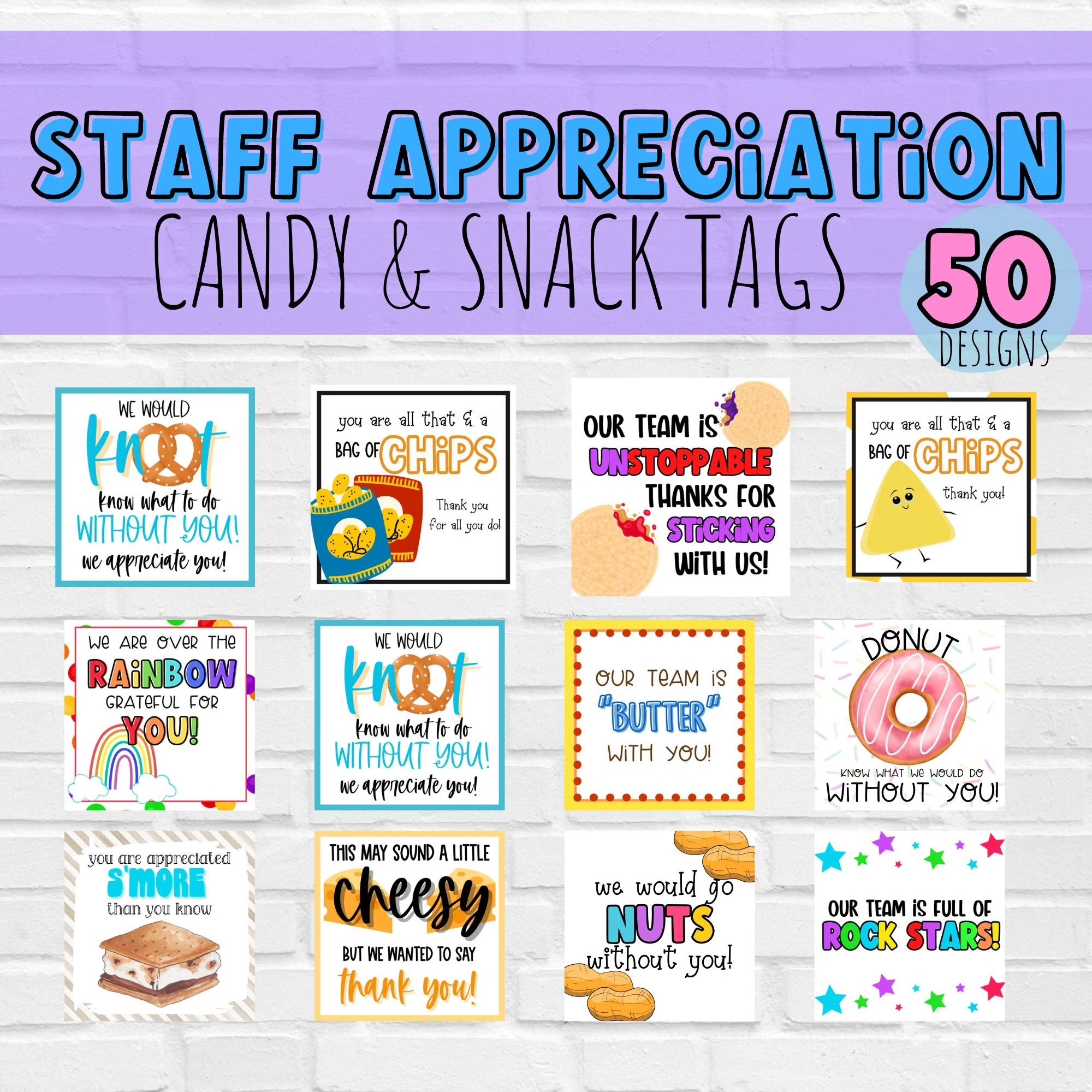 Snack And Candy Treat Tags For Employee Teacher Nurse 