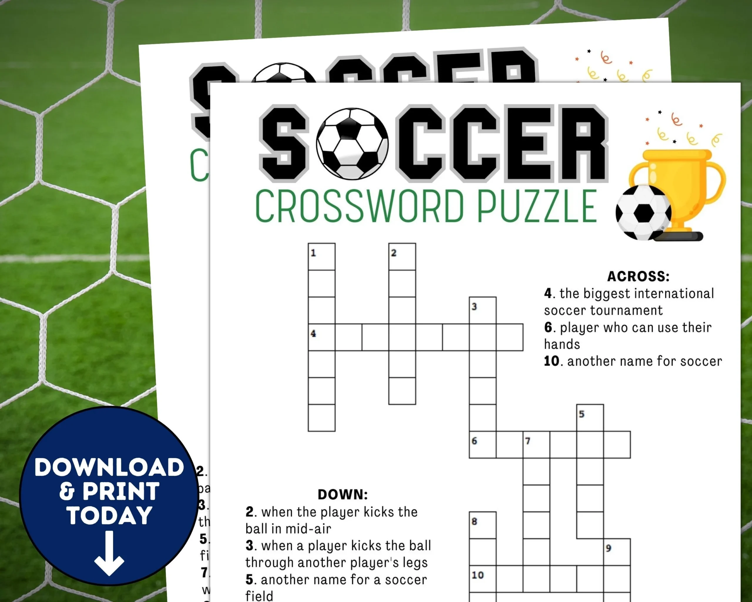 Soccer Crossword Puzzle Printable