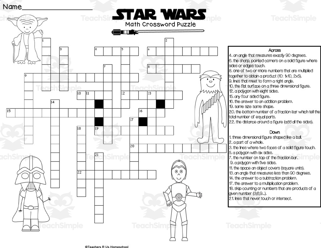 Star Wars Crossword Printable