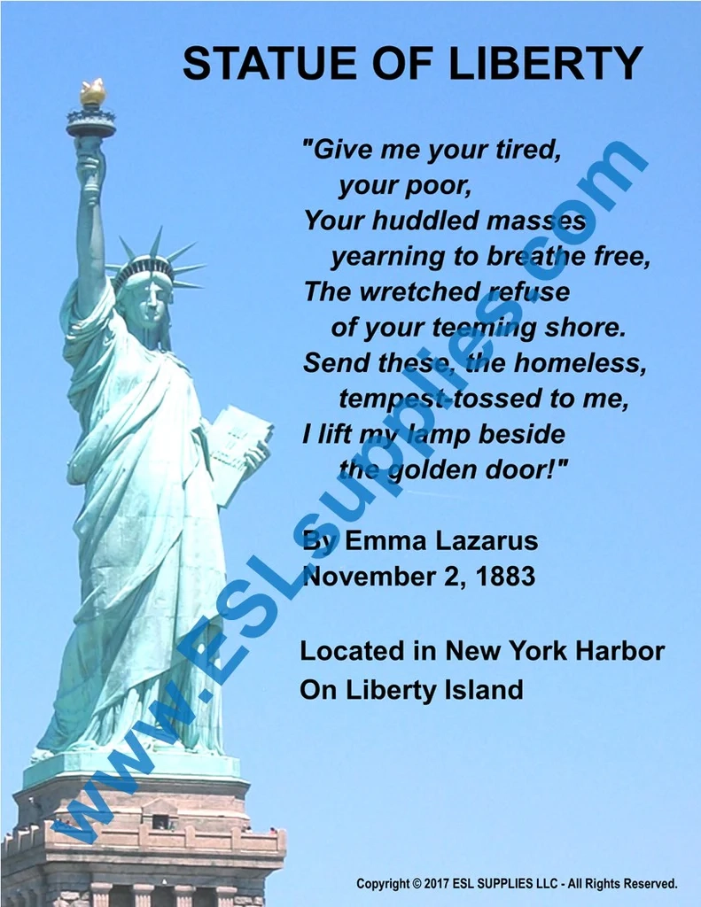 Statue Of Liberty Poem Printable