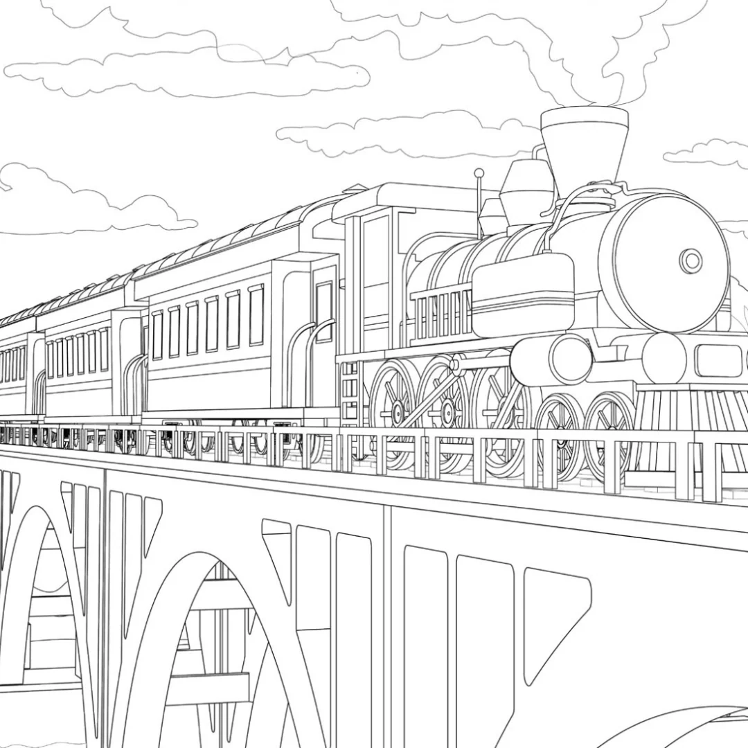 Steam Train Colouring Page Castle Arts