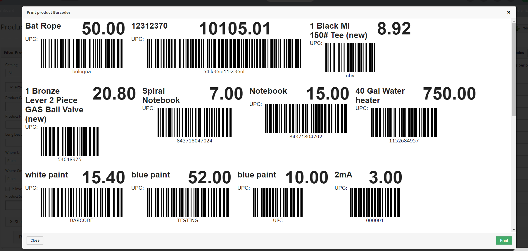 Printable Barcode Labels