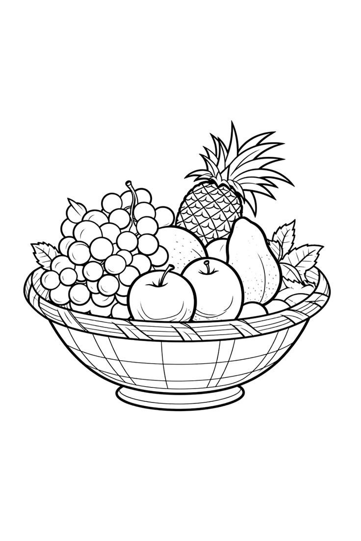 Summer Fun And Learning Free Printable Fruit Basket Coloring Page 