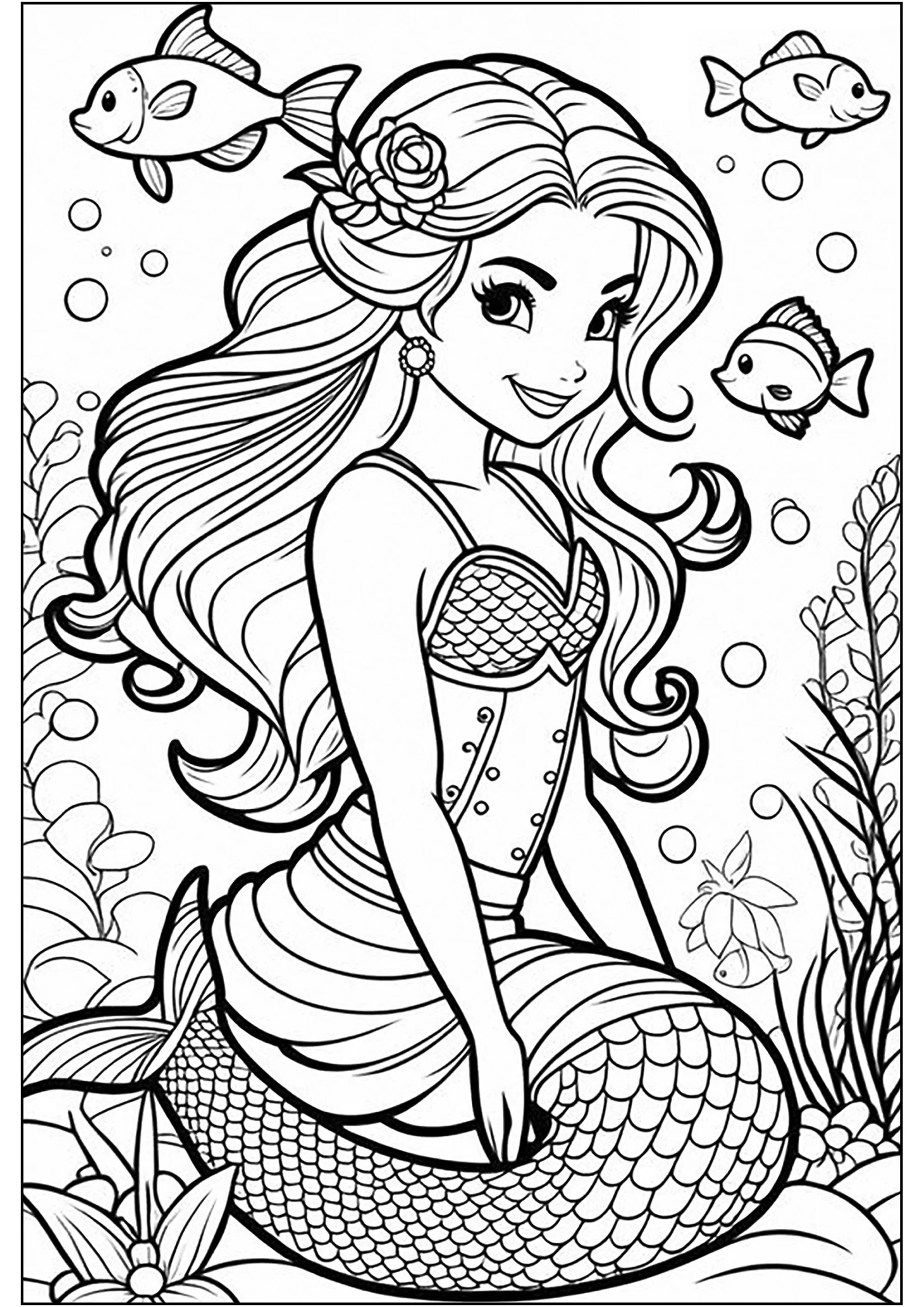 Printable Mermaid Colouring Pages