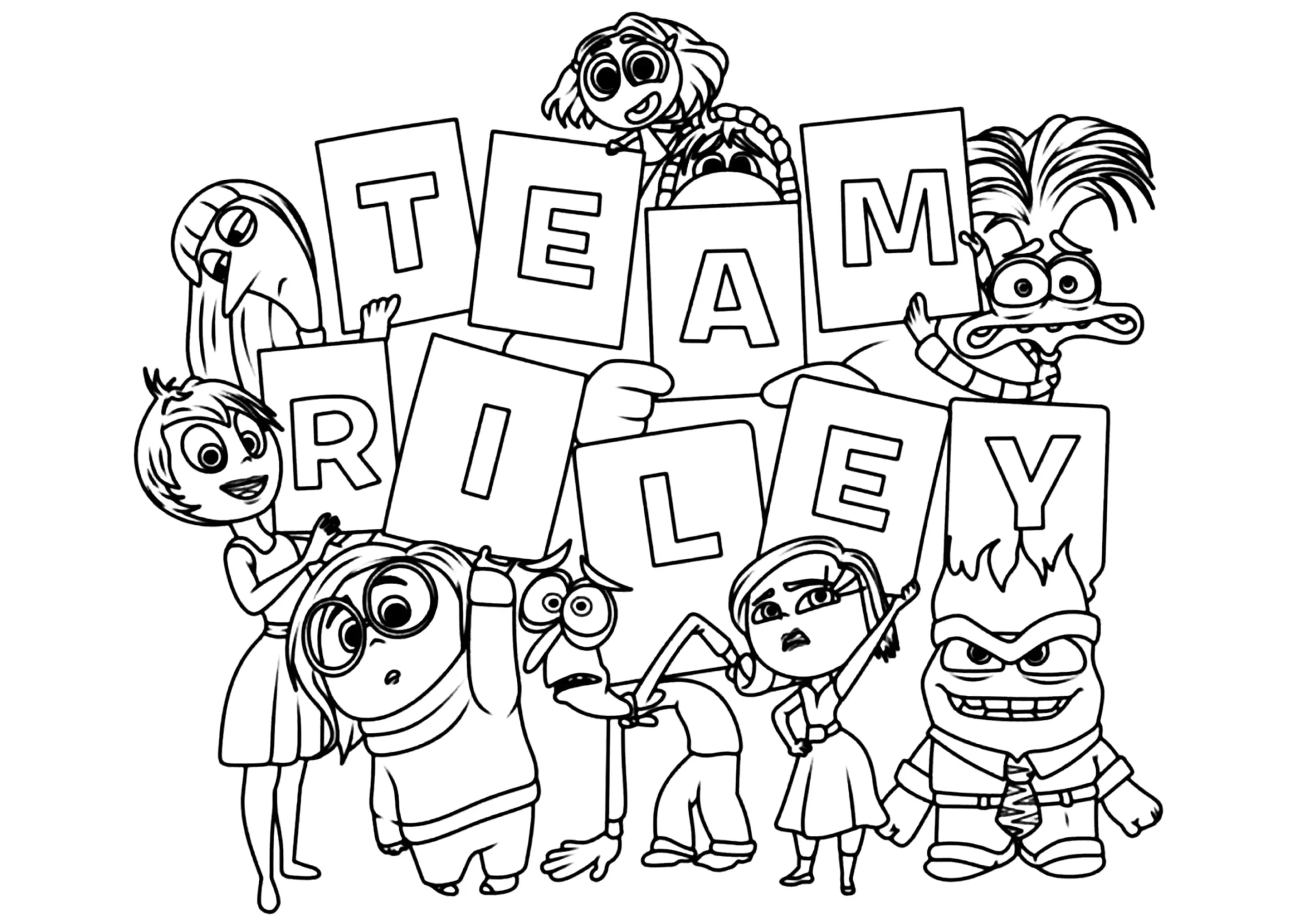 Team Riley Inside Out 2 Coloring Pages