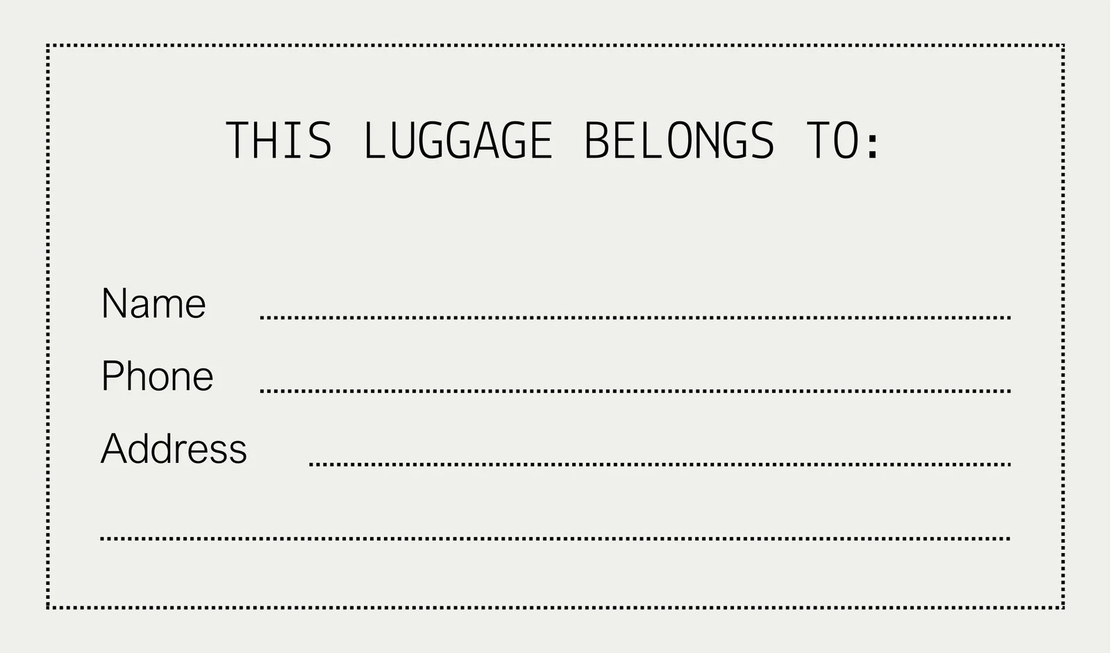 Template Bag Labels Tags Free Printable Customizable Luggage Tag 