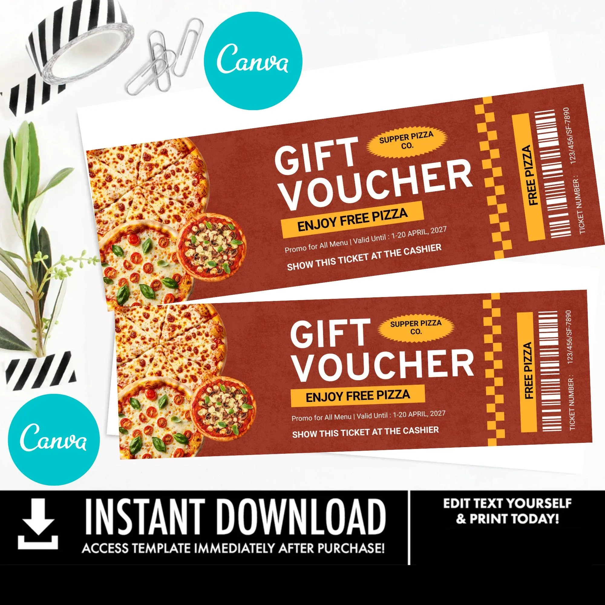 Template Coupon Pizza Etsy
