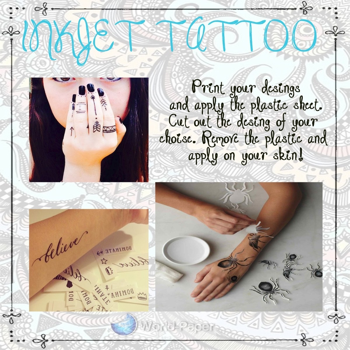 Temporary Tattoo Paper Inkjet Laser Printable Make Personalized USA 1