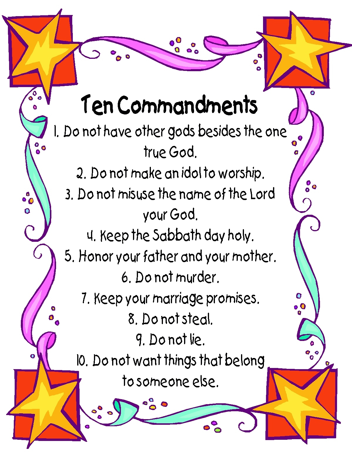 Ten Commandments Printable