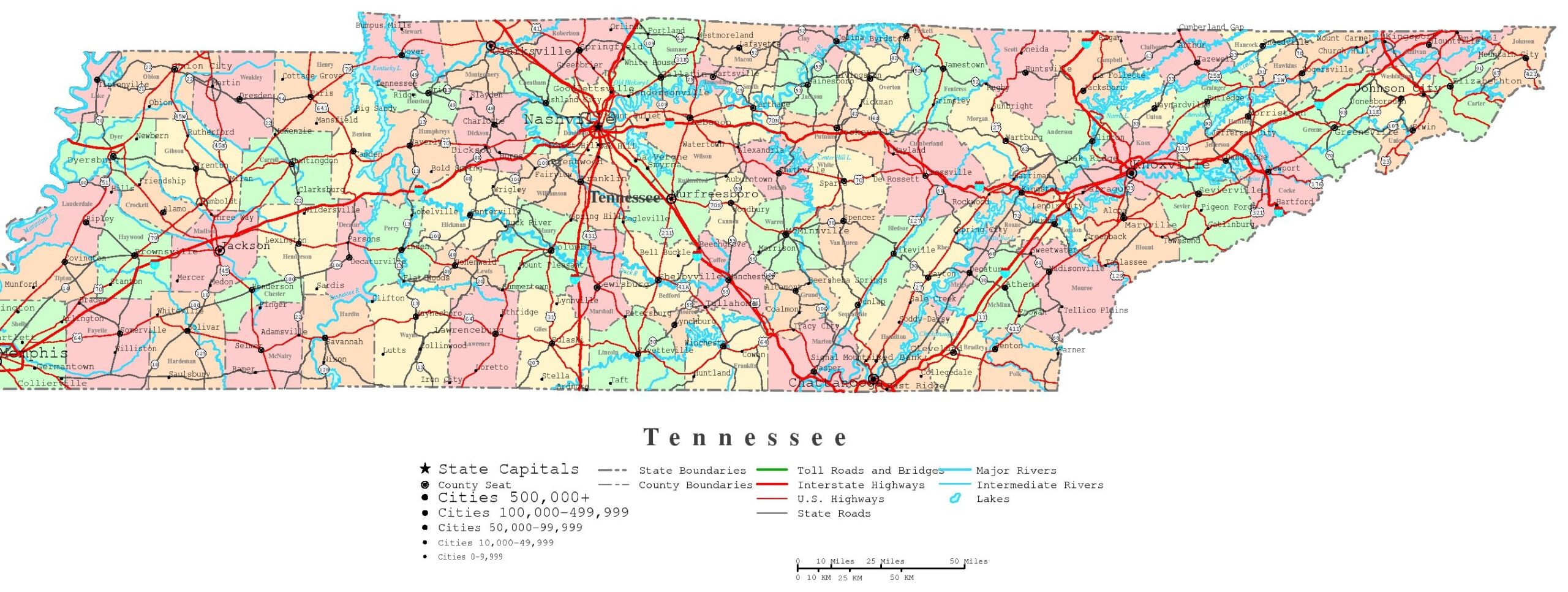 Tennessee County Map Printable