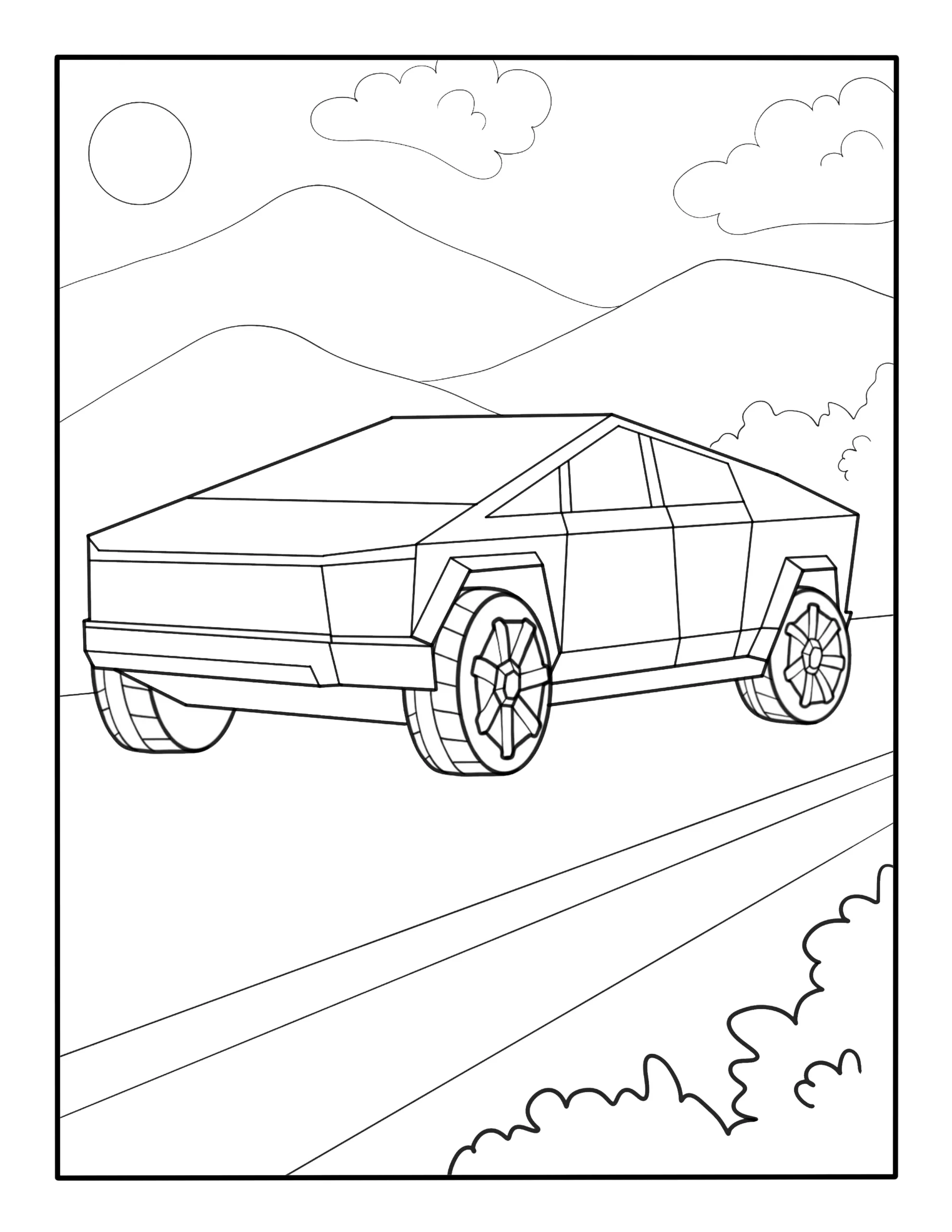 Tesla Cybertruck Coloring Page Kimmi The Clown