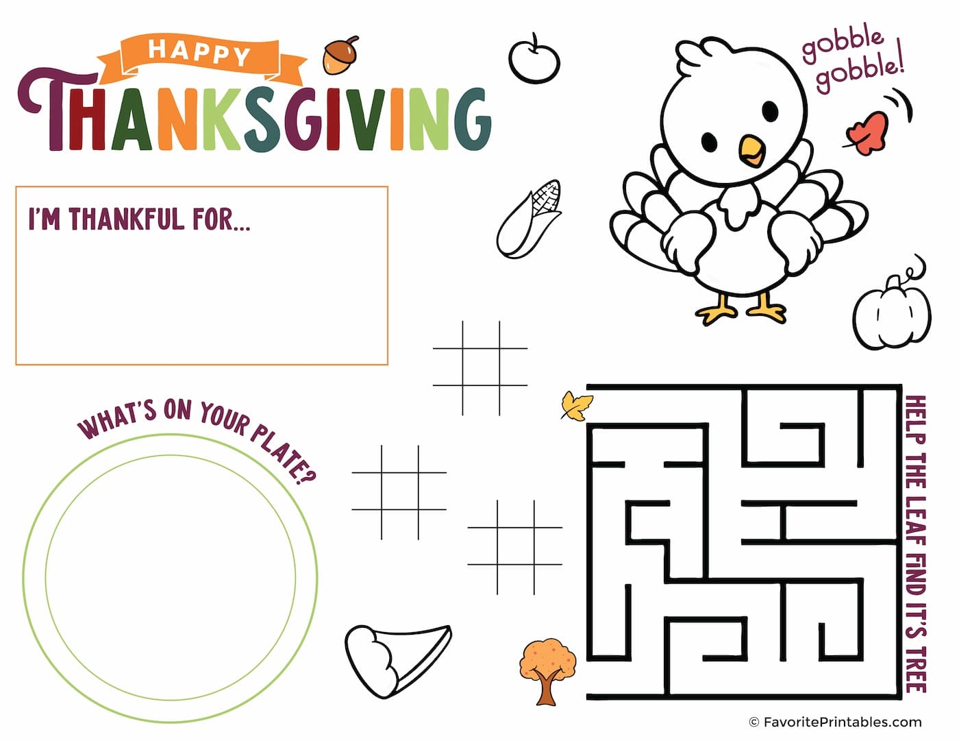 Thanksgiving Activity Sheets Free Printable