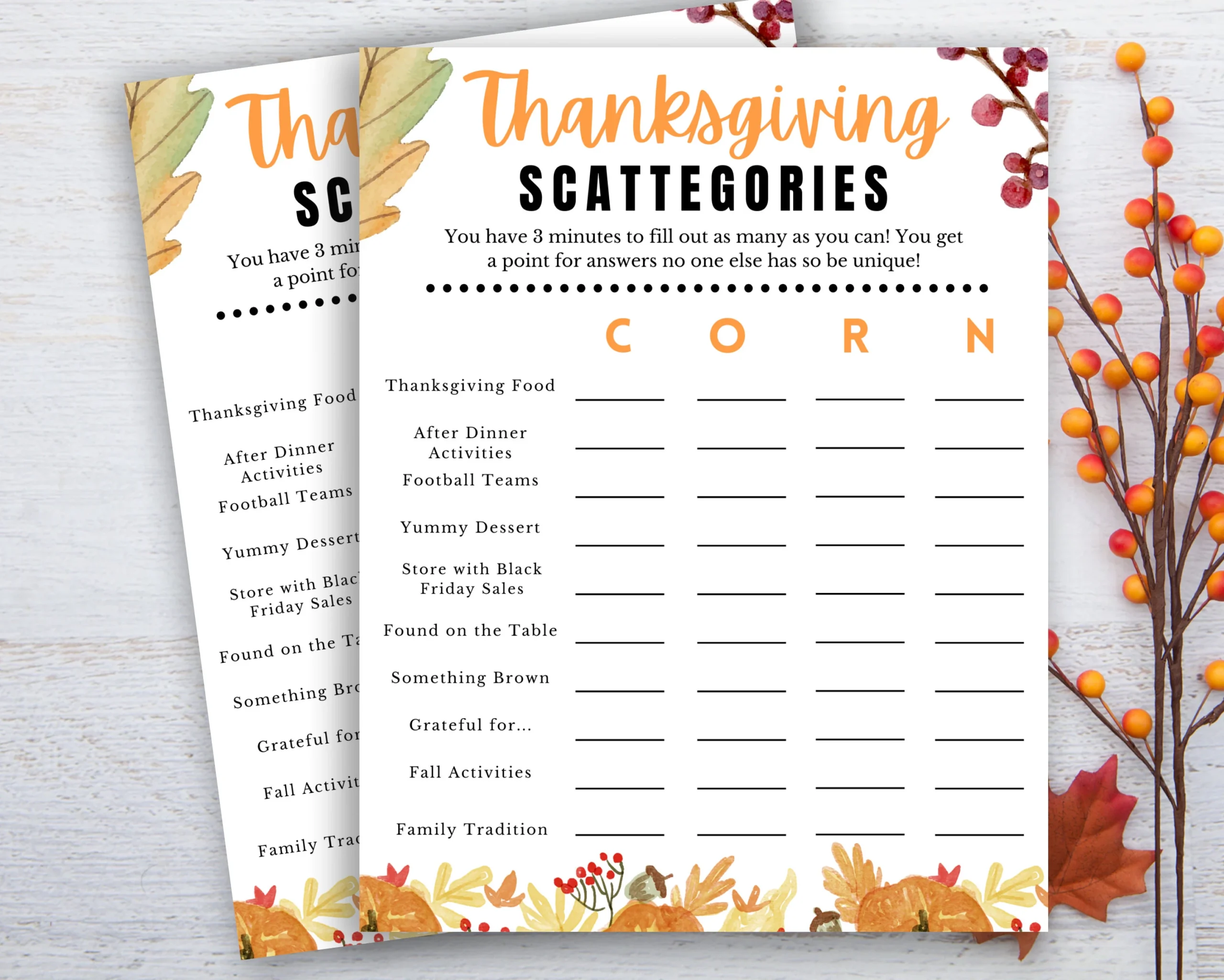 Printable Thanksgiving Games