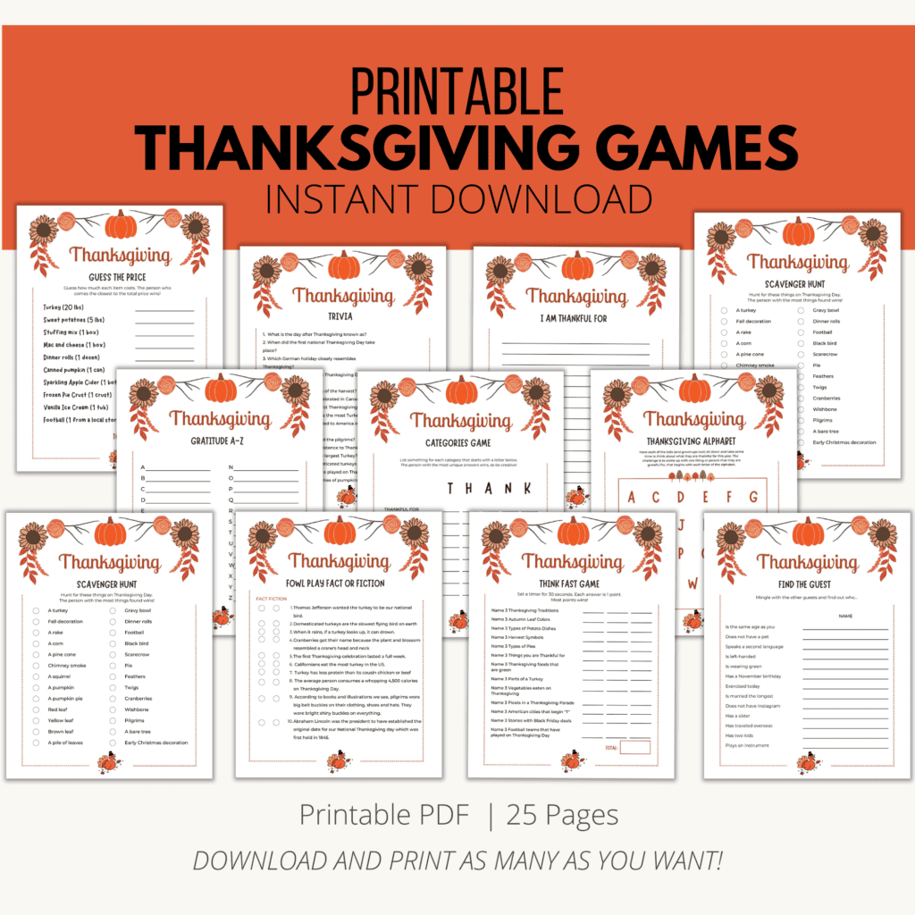 Thanksgiving Games Printable