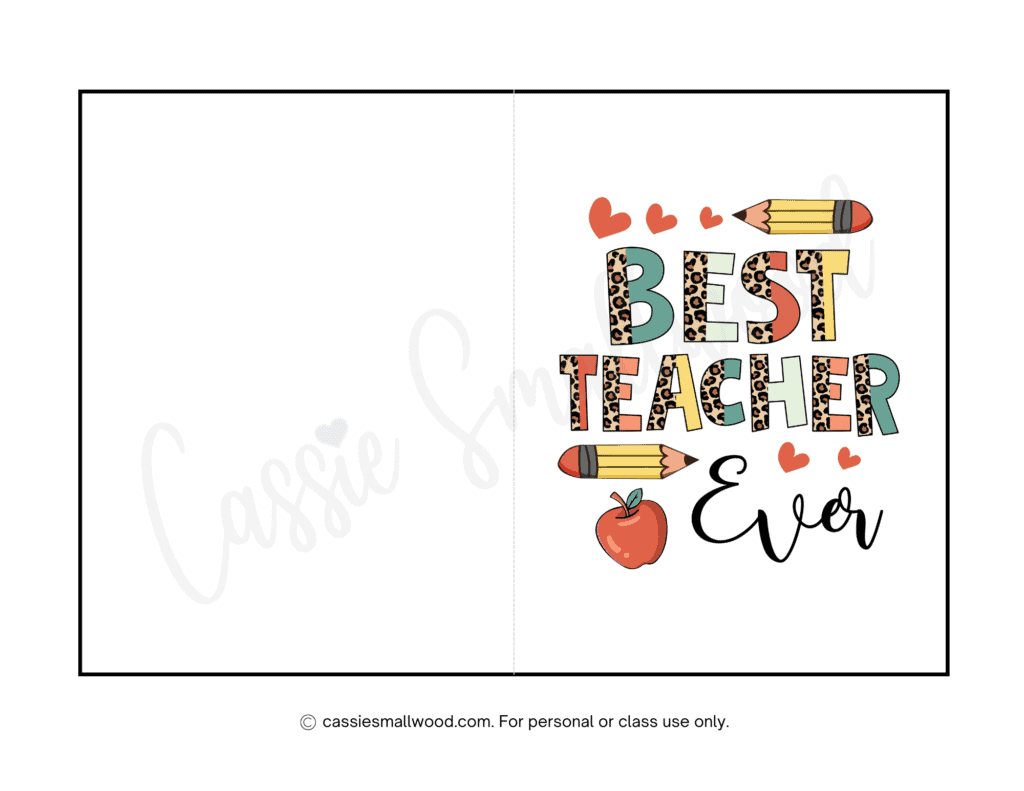 Teacher Appreciation Day Cards Printable