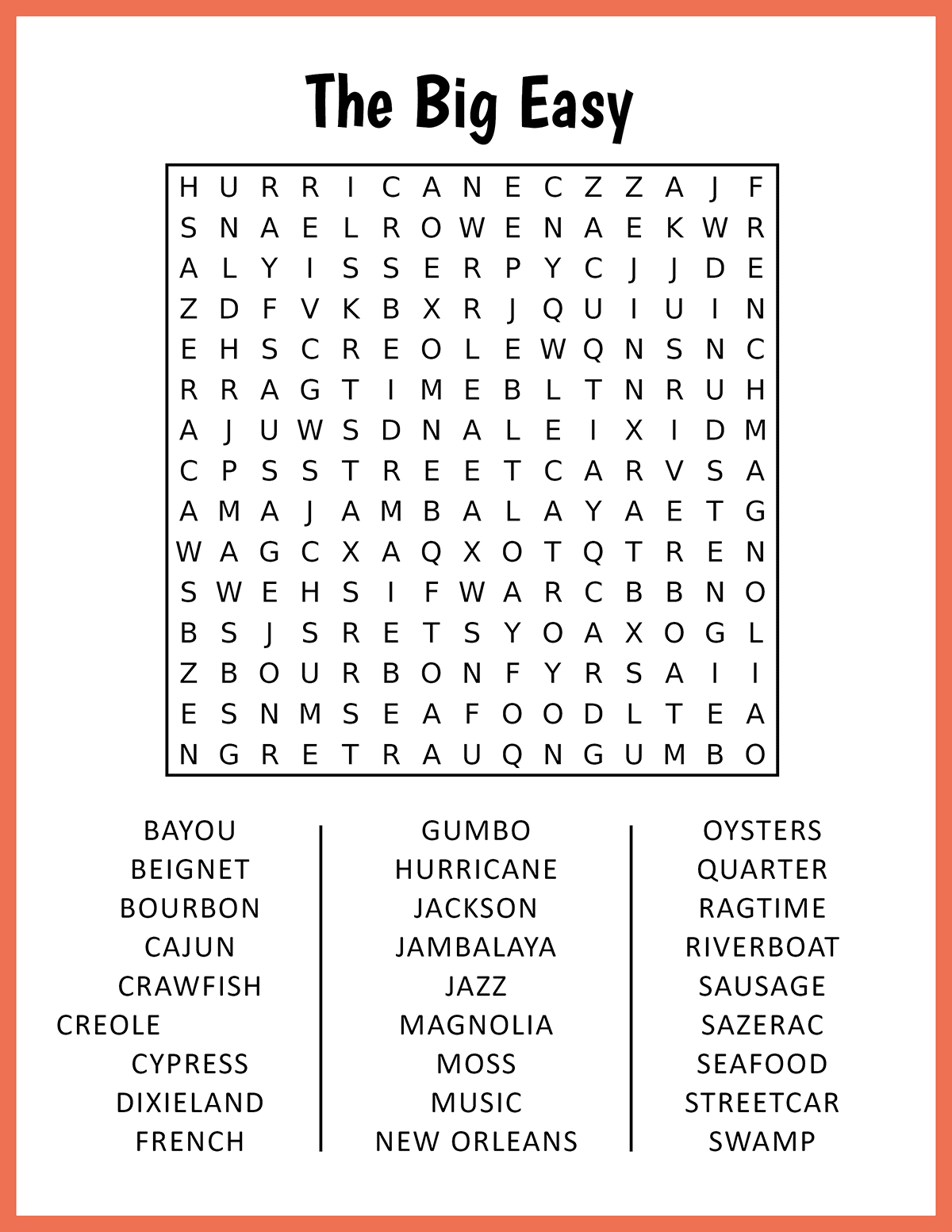 Large Printable Word Searches
