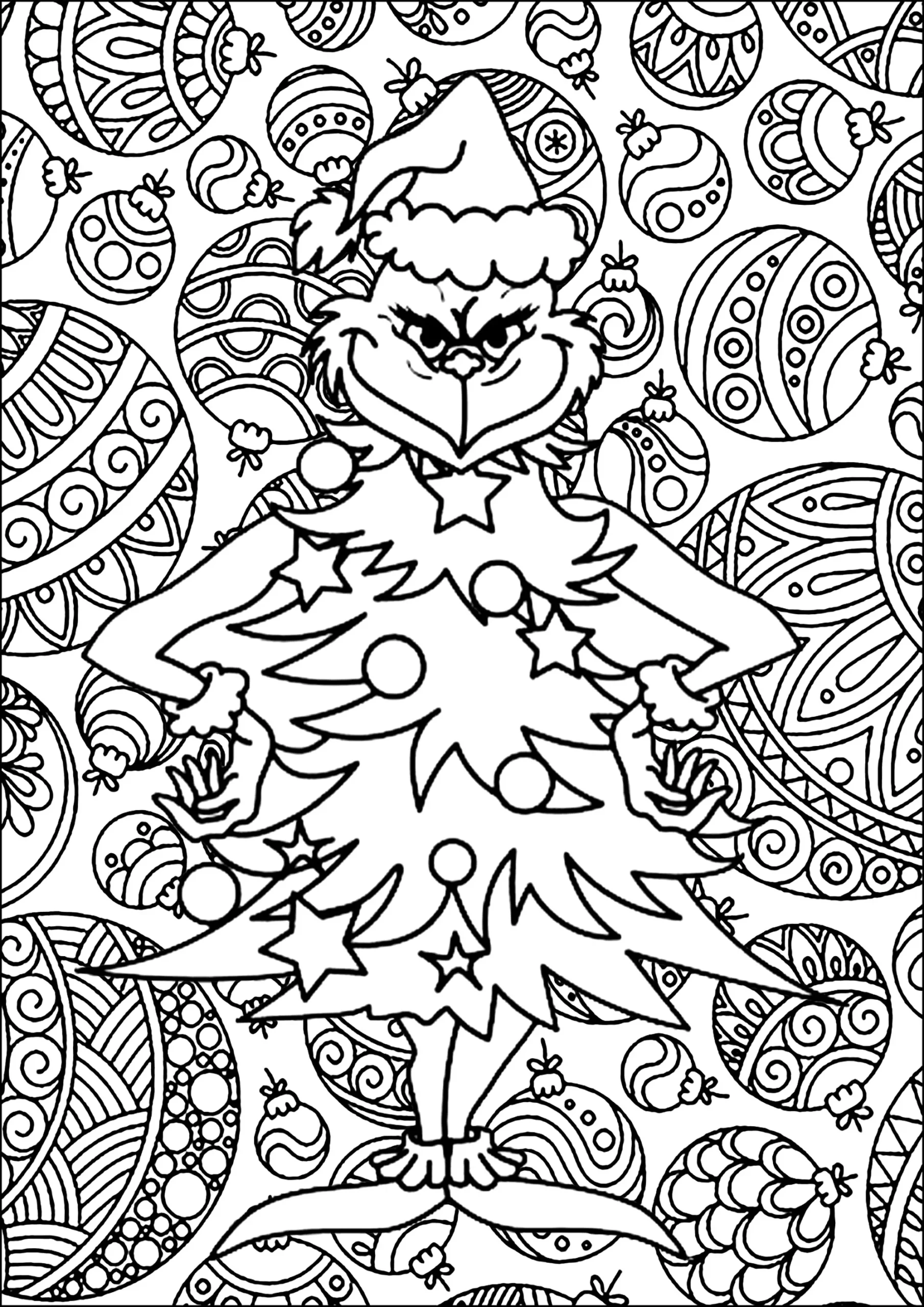 The Grinch Disguised As A Christmas Tree Christmas Coloring 