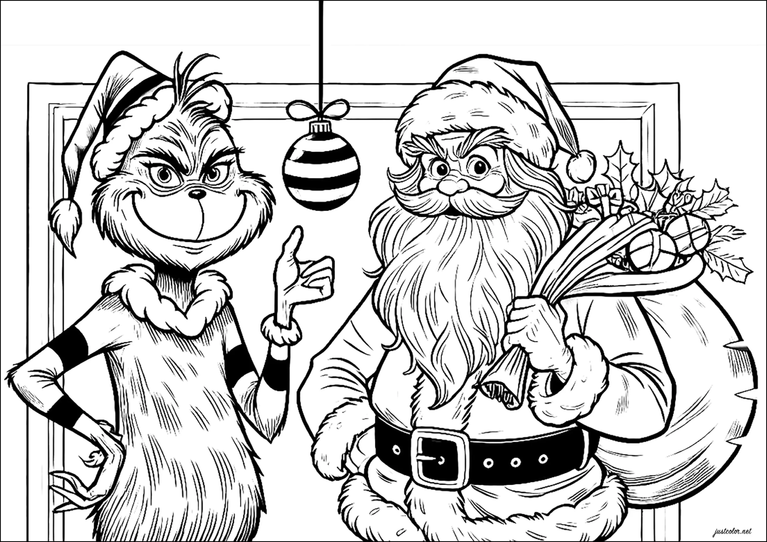 The Grinch With Santa Images Tagged santa claus Coloring Pages