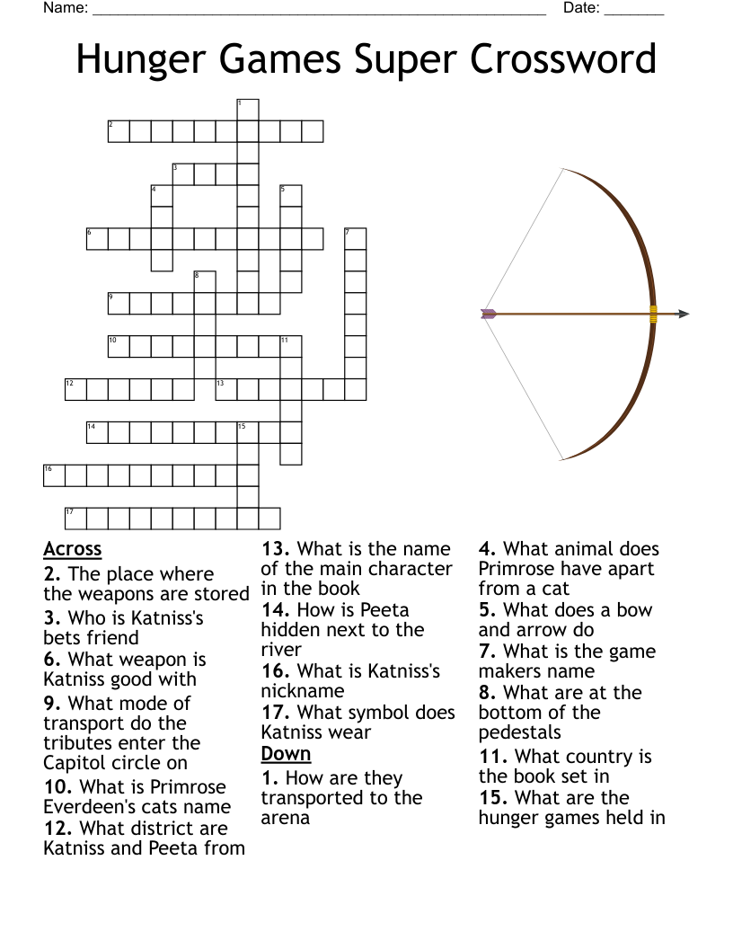 The Hunger Games Crossword Puzzle Printable