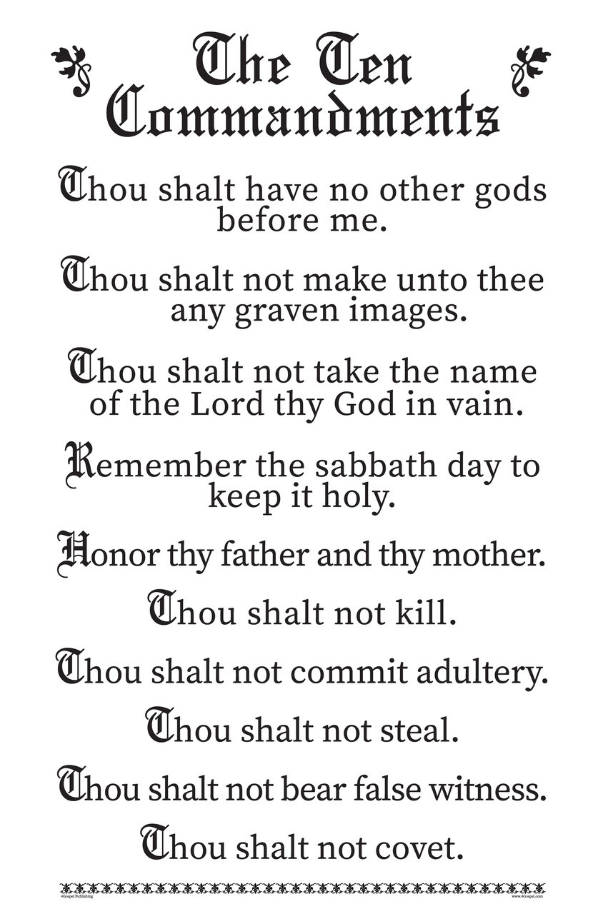 The Ten Commandments Wall Chart 32 X 48 