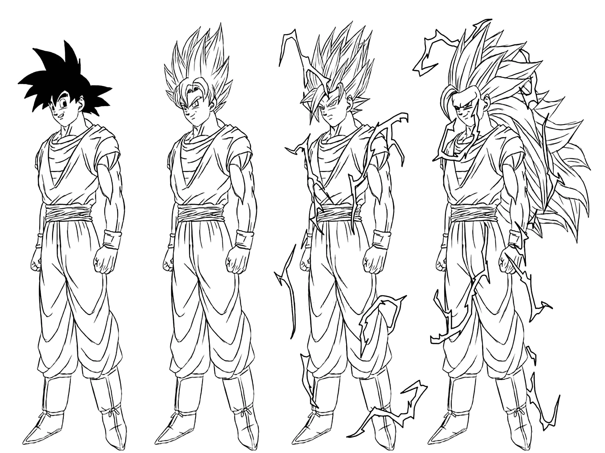 Transformation From Songoku To Son Goku Super Saiyajin 3 
