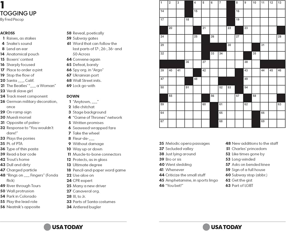 Free Printable Crosswords Usa Today