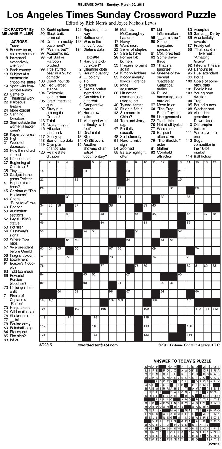 Usa Today Printable Crossword Puzzle
