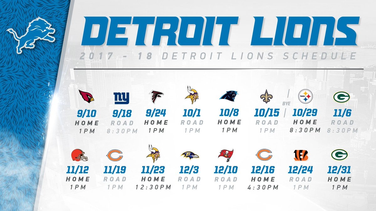Detroit Lions Printable Schedule