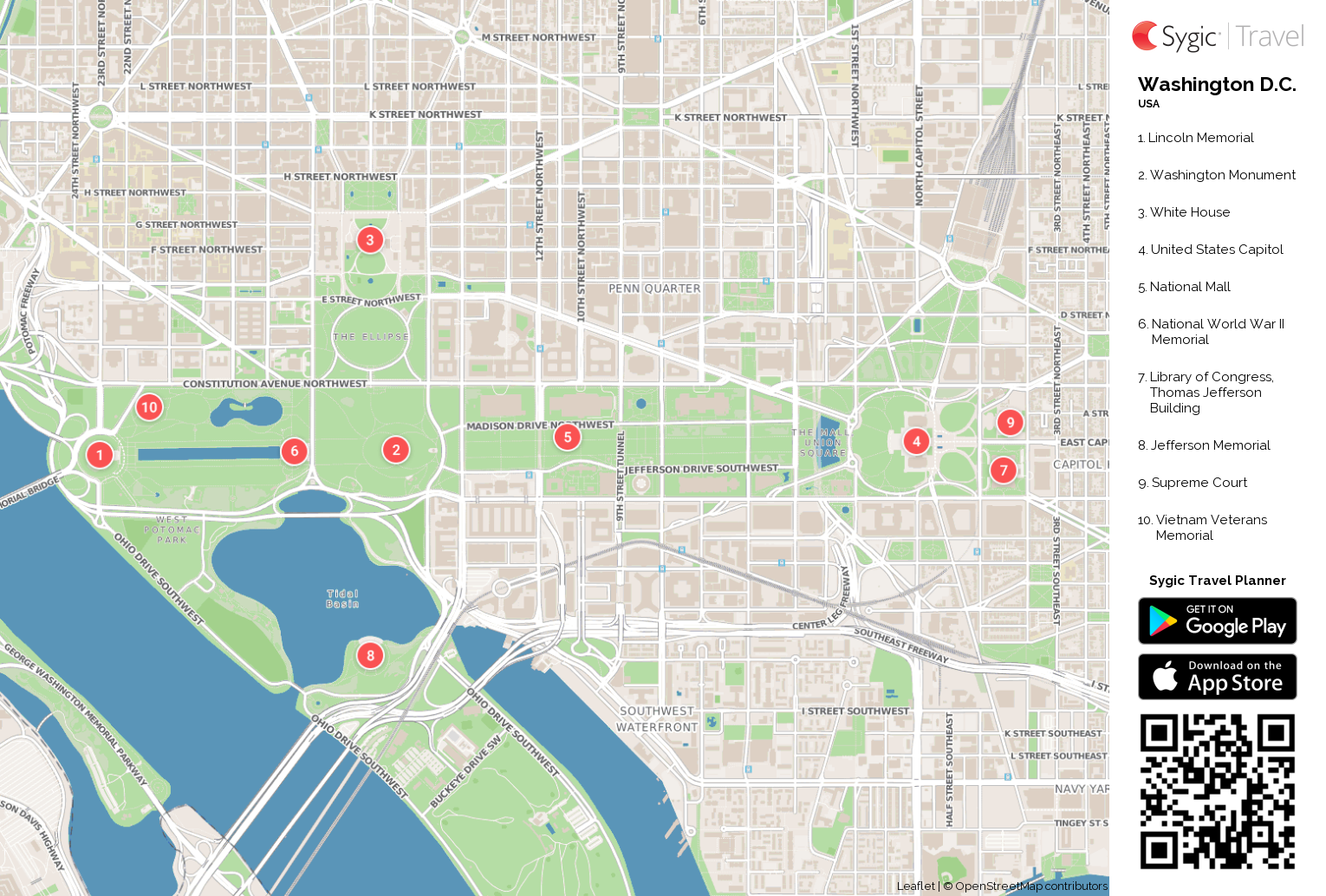 Washington D C Printable Tourist Map Tripomatic