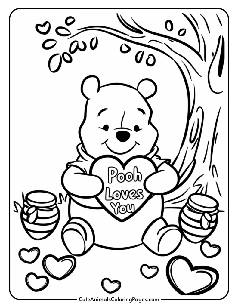 Winnie The Pooh Valentines Day Coloring Pages 8 Free Printables 