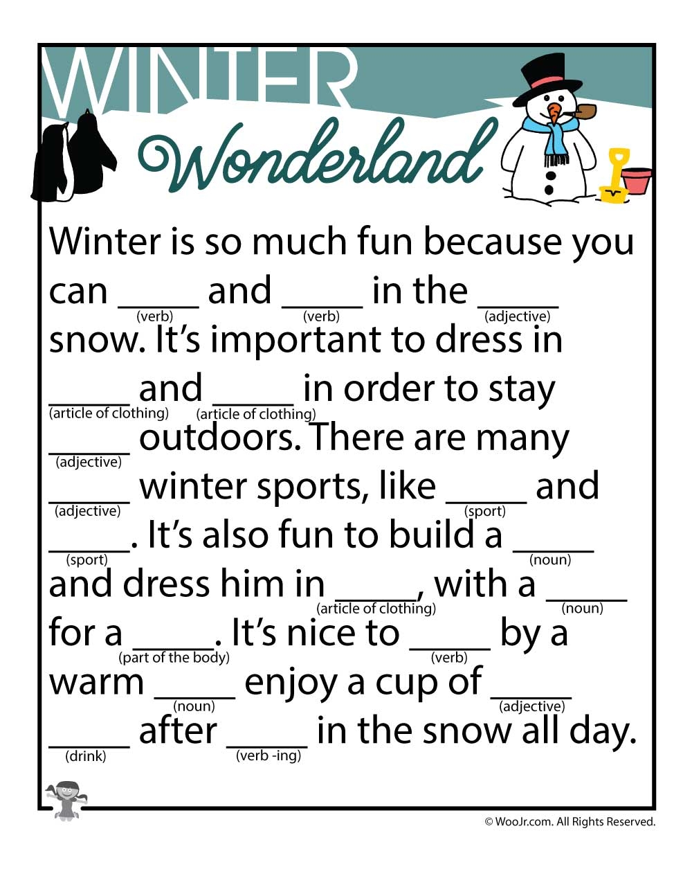 Printable Mad Libs