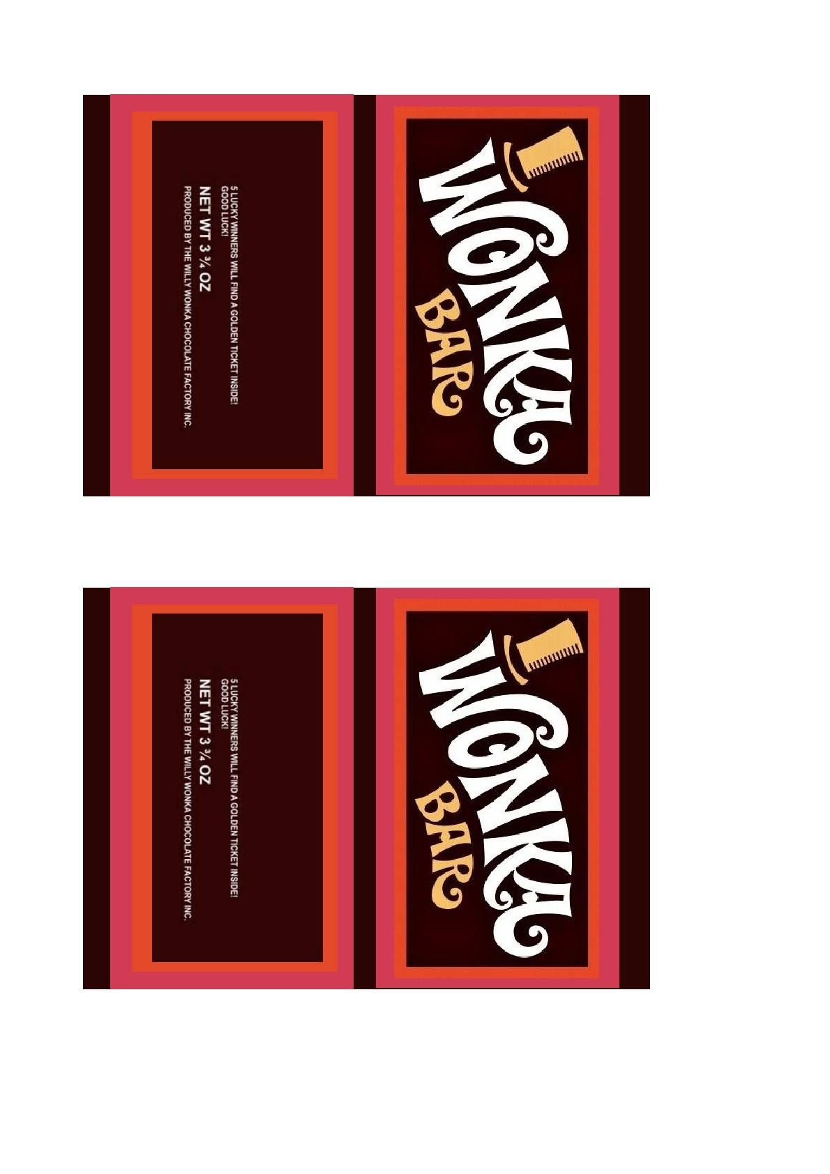 Wonka Bar Wrapper Printable Charlie And The Chocolate Factory