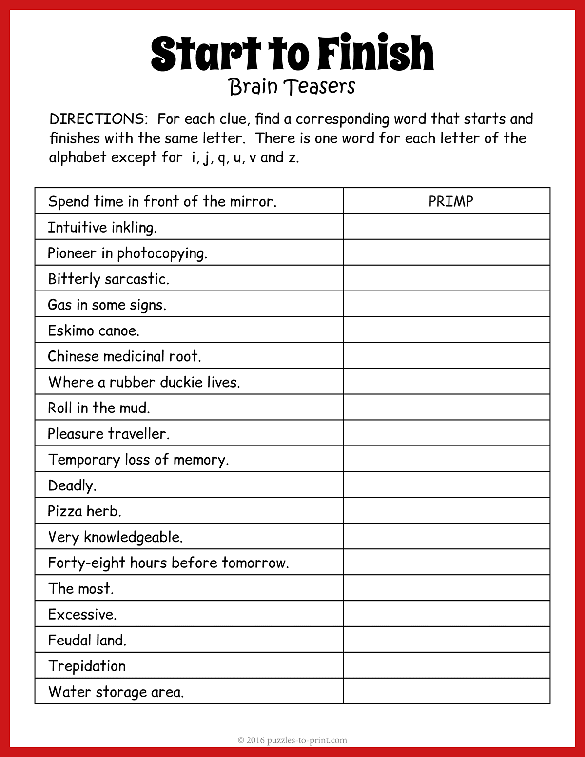 Brain Teasers For Seniors Printable