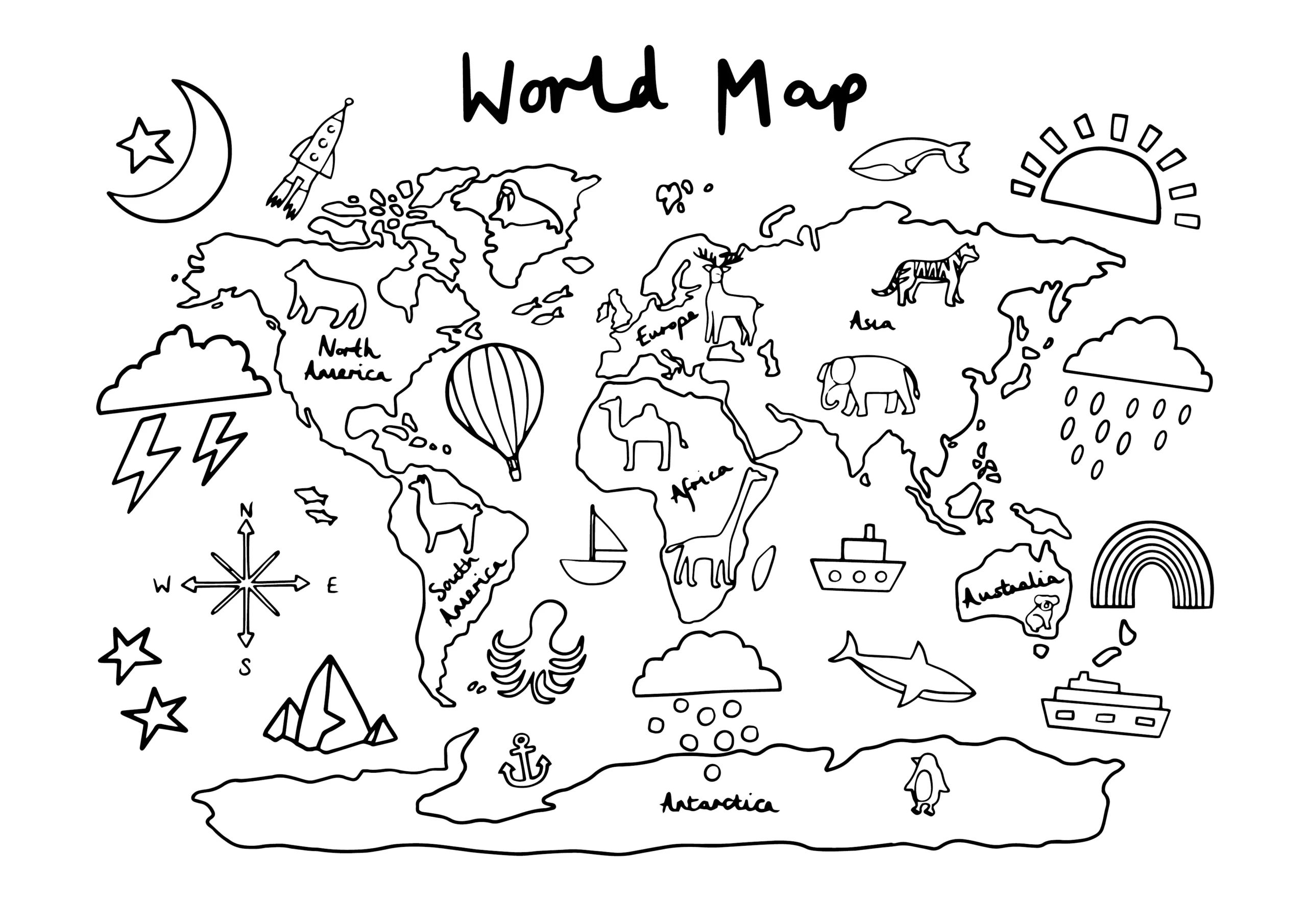 World Map Colouring Printable Kid Of The Village