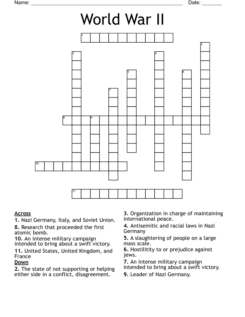 World War II Crossword WordMint