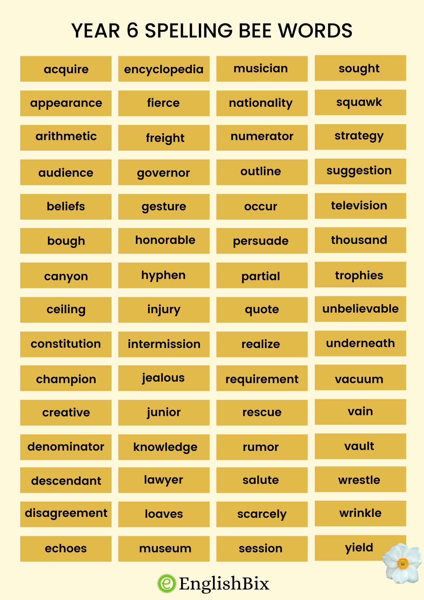 Spelling Words Spelling Words