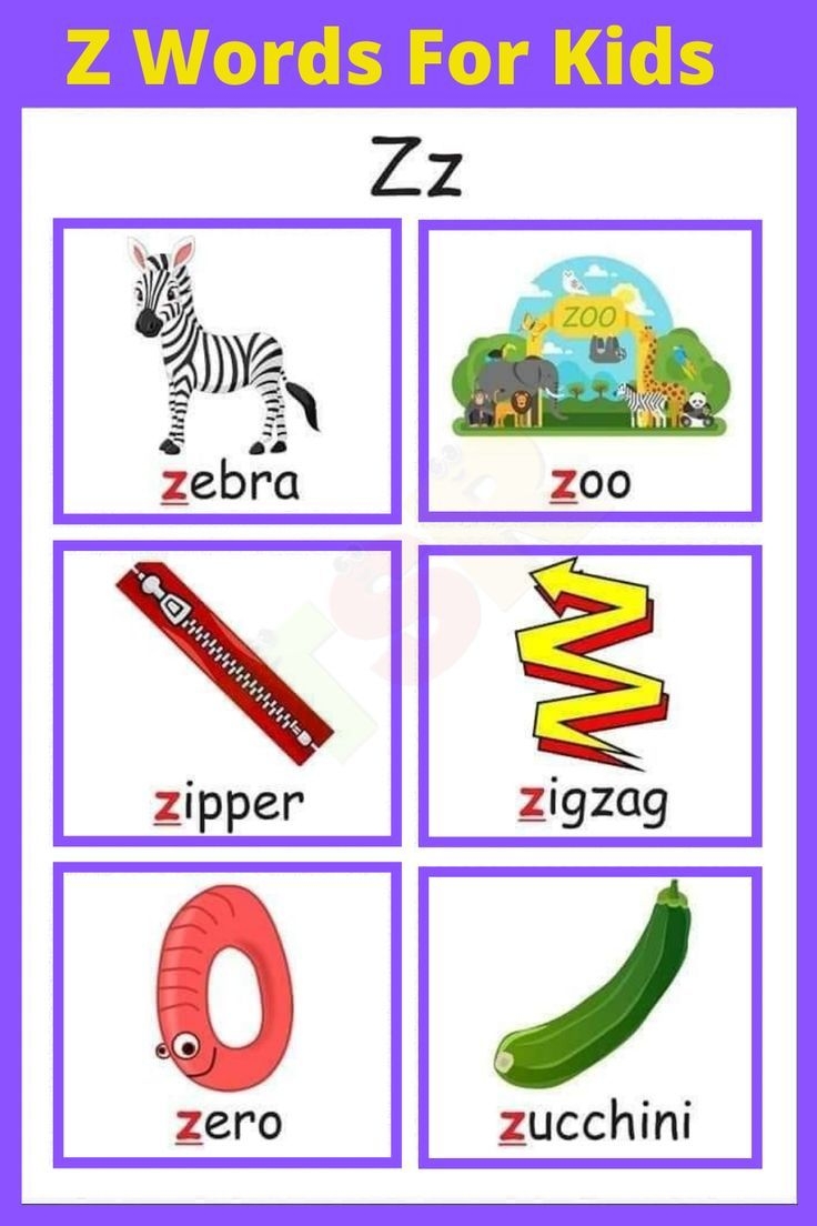 z words for kids which things that start with z learn
